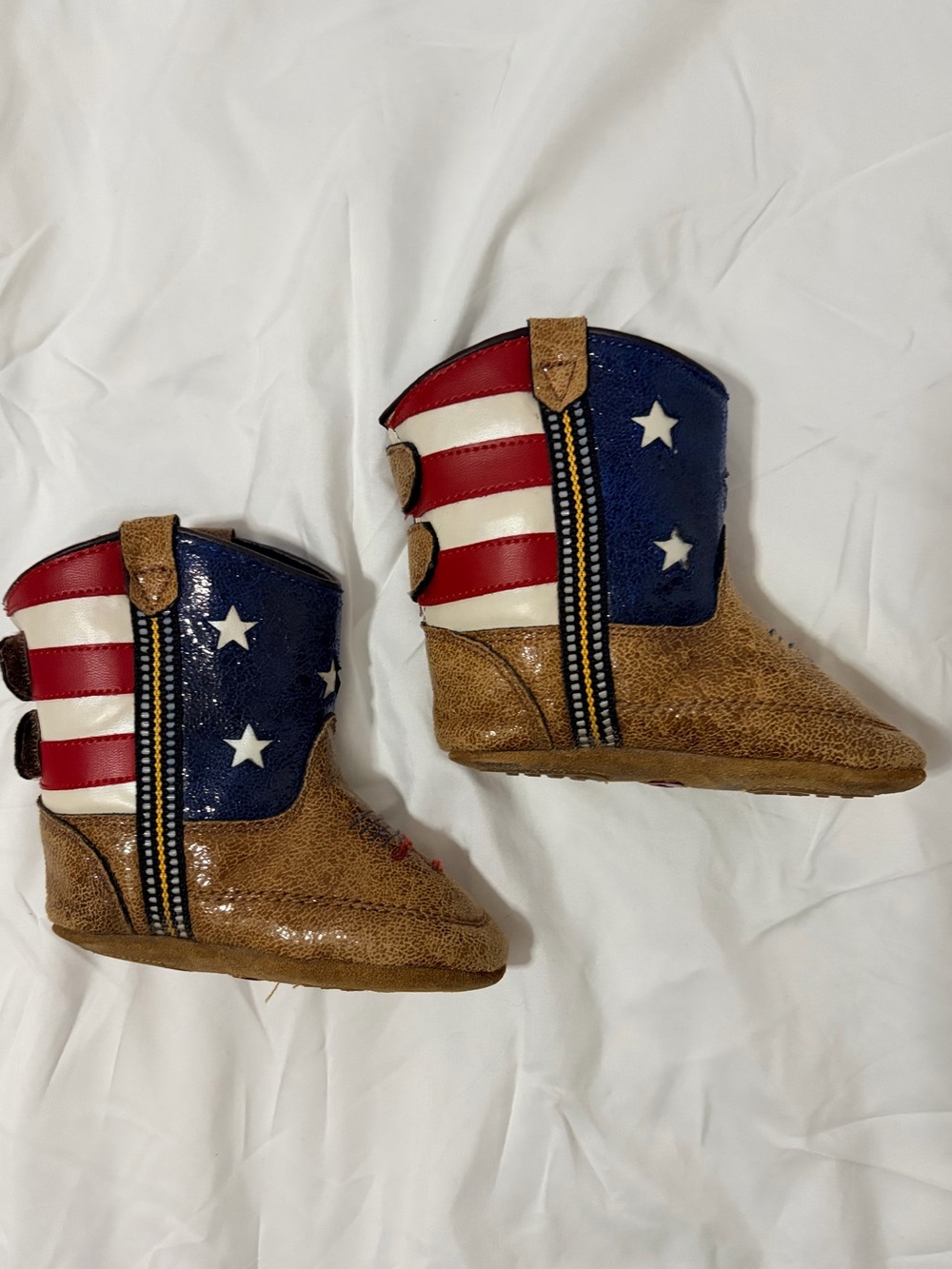 Patriotic Kids' Cowboy Boots - Brown, Red, White & Blue